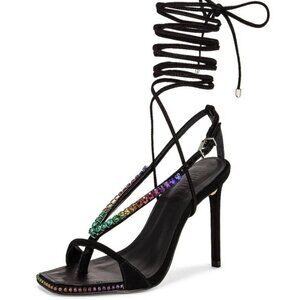 Schutz Rainbow Crystal Strappy Heeled Sandals